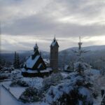 Zima widok - Karpacz kościół Wang
