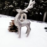 Zima - srebrny renifer na śniegu