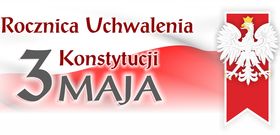 Flaga biało-czerwona i napis
