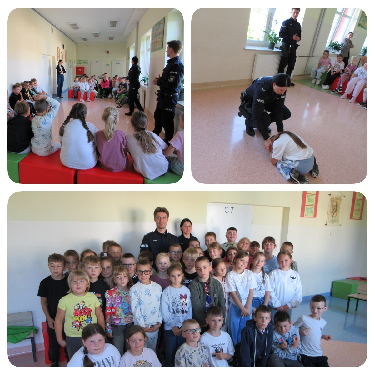 Spotkanie uczniów klas I–III z policjantami